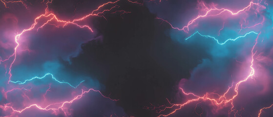 Poster - Vibrant lightning arcs create an energetic frame design against a dark backdrop