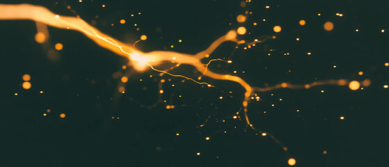 Poster - Close-up view of intricate lightning sparks illuminating a dark background