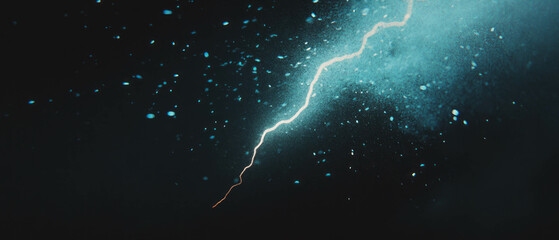Poster - Dynamic lightning frame with dust particles in a dark atmospheric environment