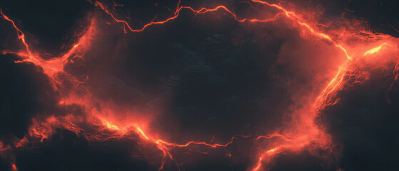 Aufkleber - Dramatic lightning frame overlay with harsh edges and strong light against a dark background