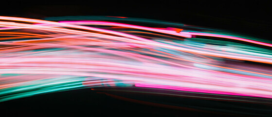 Poster - Dynamic light trails showcasing lightning effects against a dark background