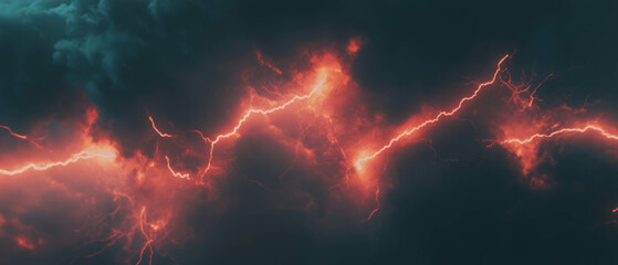Poster - Dynamic lightning overlay with dramatic stormy sky and natural background in dark setting