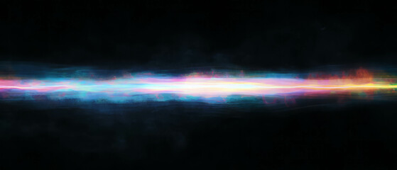 Poster - Colorful lightning reflections shimmer on smoke against a dark backdrop creating a vibrant display