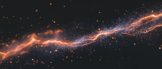 Poster - Captivating lightning streaks create a dramatic electric overlay on a dark background
