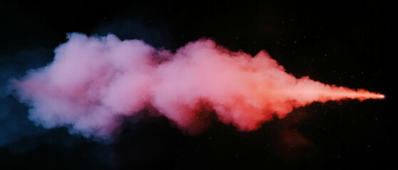 Poster - Dramatic lightning striking through colorful smoke against a dark backdrop