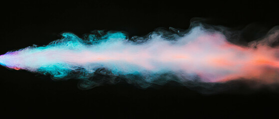 Poster - Dramatic lightning striking through colorful smoke against a dark background