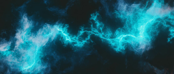 Poster - Mesmerizing lightning pattern with blueish glow illuminating the dark background