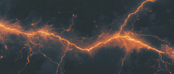 Poster - Dynamic lightning overlay with glowing energy and fiery borders on a dark background