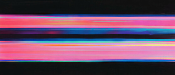 Poster - Vibrant line texture overlay with colorful hues on a deep black background