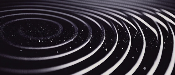 Poster - Concentric line texture with radial patterns and focused appearance on black background