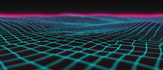 Poster - Dynamic line texture with converging grid effects and depth on a dark backdrop