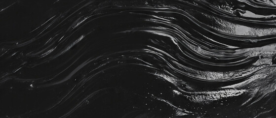 Poster - Curved line texture with organic feel on a deep black background creating a rich overlay effect