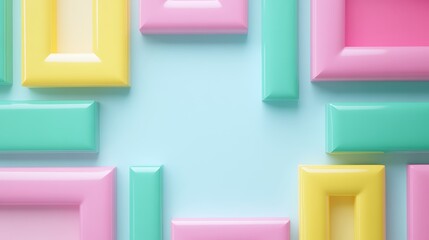 Poster - Colorful Frames on a Soft Blue Background for Creative Art and Design Inspiration