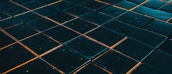 Poster - Geometric grid design with precision lines on a dark backdrop showcasing structured patterns