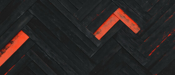 Poster - Line texture overlay creating geometric designs on a black background with bold accents