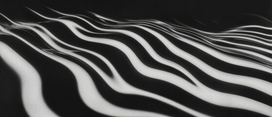 Aufkleber - Wavy line texture overlay with smooth curves against a black background creating a flowing design
