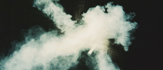 Poster - Detailed macro view of dust particles highlighting intricate textures on black background