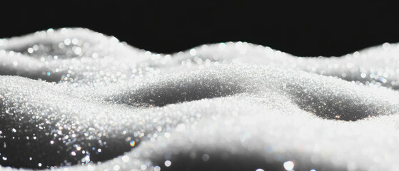 Aufkleber - Melting snow texture with glistening effect on a black background creates a captivating view
