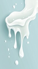 Poster - Soft waves of creamy liquid gently flow against a light blue backdrop, evoking a sense of calm and serenity while showcasing artistic fluidity in design. The harmonious blend creates visual balance