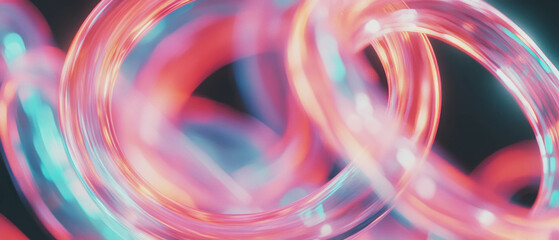 Aufkleber - Vibrant neon circle overlay texture in continuous loop against a dark background