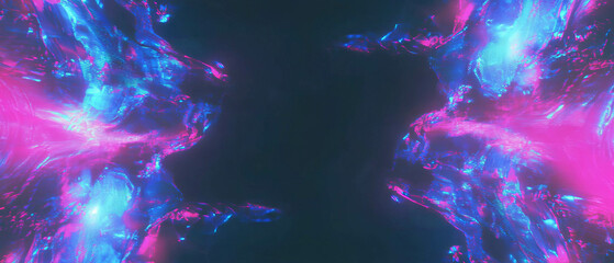 Poster - Vibrant neon frame overlay with glowing effects on a dark background for creative projects