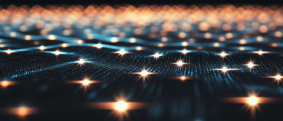 Poster - Neon stars sparkling against a dark celestial background creating a mesmerizing effect