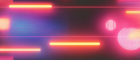 Poster - Neon overlay texture with varied line weights on a dark background for creative projects