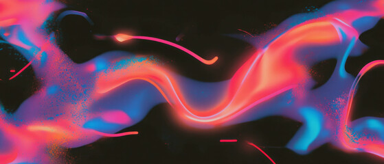 Poster - Vibrant neon overlay texture with varied thickness on a black background for creative designs