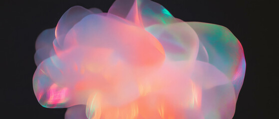 Poster - Soft pastel neon texture overlay on black background creating a delicate ambiance