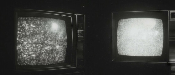 Poster - Nostalgic overlay of old TV screen texture featuring static noise and vintage aesthetics
