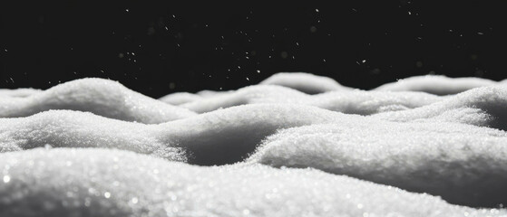 Poster - Packed snow texture with a firm and granular appearance against a dark background