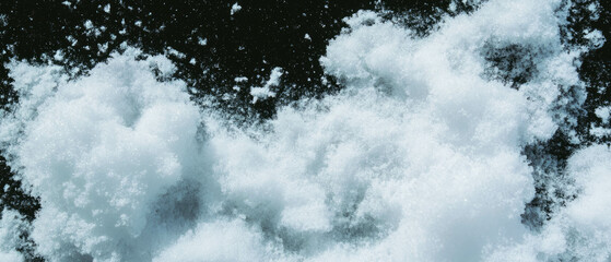 Poster - Packed snow texture with firm surface and granular appearance against black background