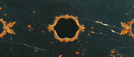 Poster - Decorative paper overlay with printed pattern and empty center on a dark background