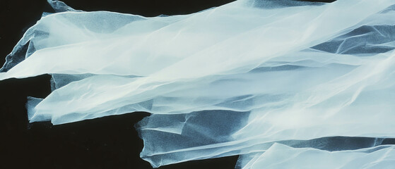 Poster - Partially transparent paper layers create texture and depth against a black background