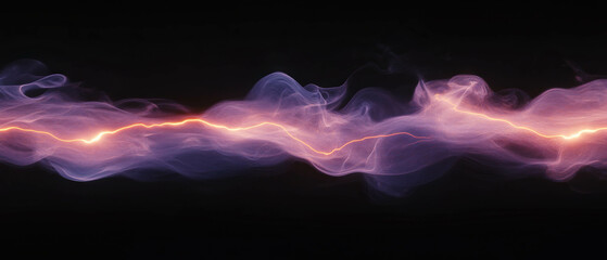 Poster - Purple smoke and orange lightning create a mysterious atmosphere against a black background