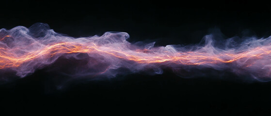 Poster - Mysterious purple smoke with vibrant orange lightning on a dark background