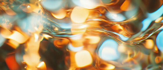 Poster - Reflections on glass create abstract patterns and distorted images against a black background