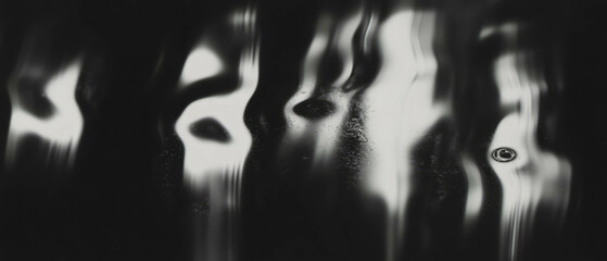 Poster - Reflections captured through glass showcasing abstract patterns on dark background