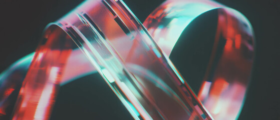 Poster - Retro film overlay displays halation and color shifts against dark background