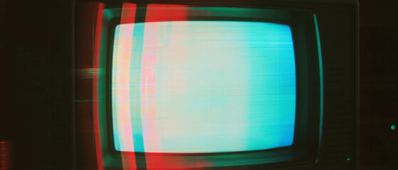 Poster - Retro TV screen overlay texture with high contrast and dynamic range on dark background