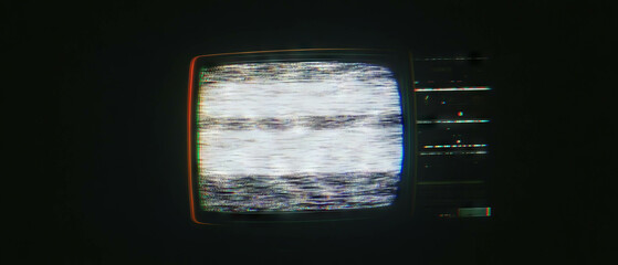 Poster - Overlay texture of a retro television screen showcasing contrasting dark blacks and bright whites