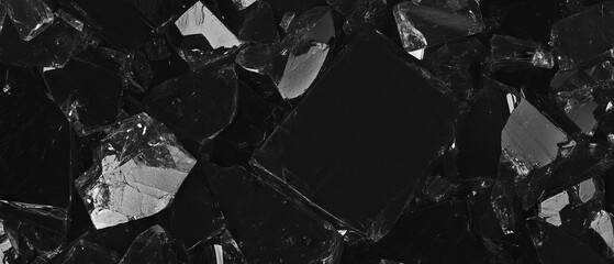 Aufkleber - Rough broken glass texture overlay on a black background with logo space for design
