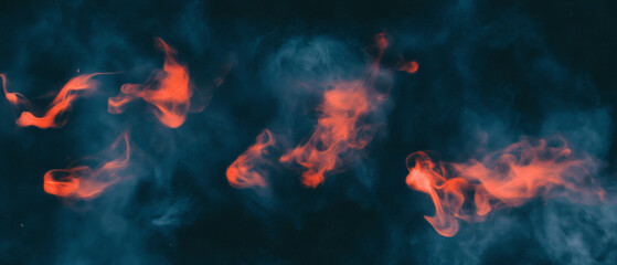 Poster - Dramatic interplay of smoke and lightning against a dark stormy background