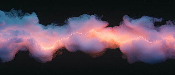 Poster - Smoke and lightning overlay texture with atmospheric depth against a black background