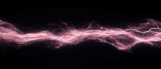 Poster - Dissipating smoke overlay with lightning strikes and a fading haze on black background