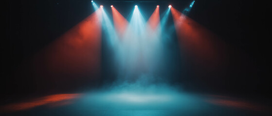 Poster - Smoke fills the stage with atmospheric fog and colored lights creating a moody effect