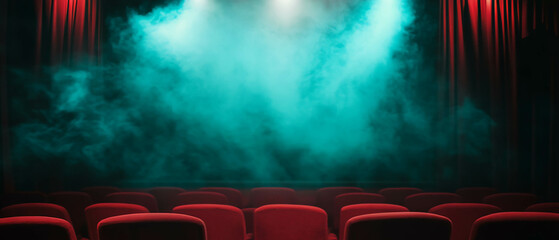 Poster - Dramatic smoke overlay creates a mysterious atmosphere in a theater setting
