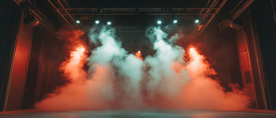 Poster - Dramatic smoke overlay creating a mysterious atmosphere in a theater setting with enhanced lighting