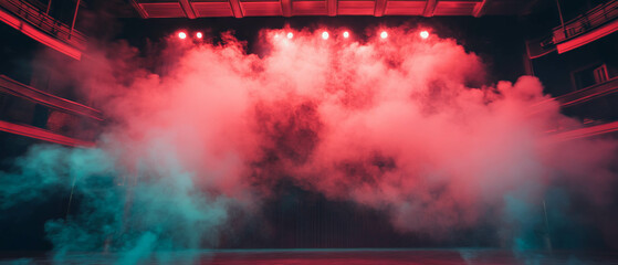 Poster - Dramatic smoke overlay creates an enchanting theater atmosphere with vivid lighting