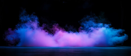 Poster - Colorful smoke overlay creates vibrant atmosphere on stage with black background